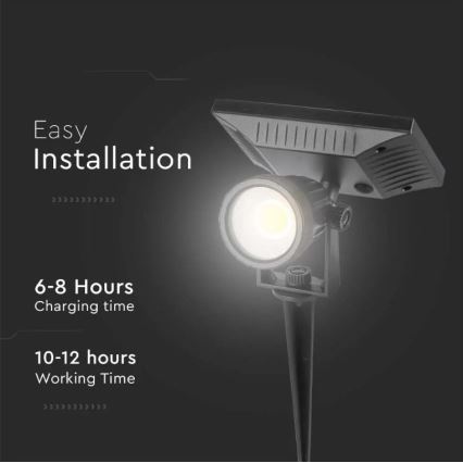 Lámpara solar LED SPIKE LED/2W/5,5V IP65 6400K 1200 mAh