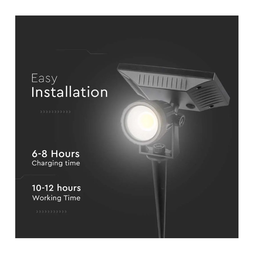 Lámpara solar LED SPIKE LED/2W/5,5V IP65 6400K 1200 mAh