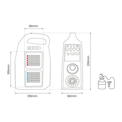 Lámpara solar multifuncional LED con altavoz y power bank LED/5W/7200mAh IP65