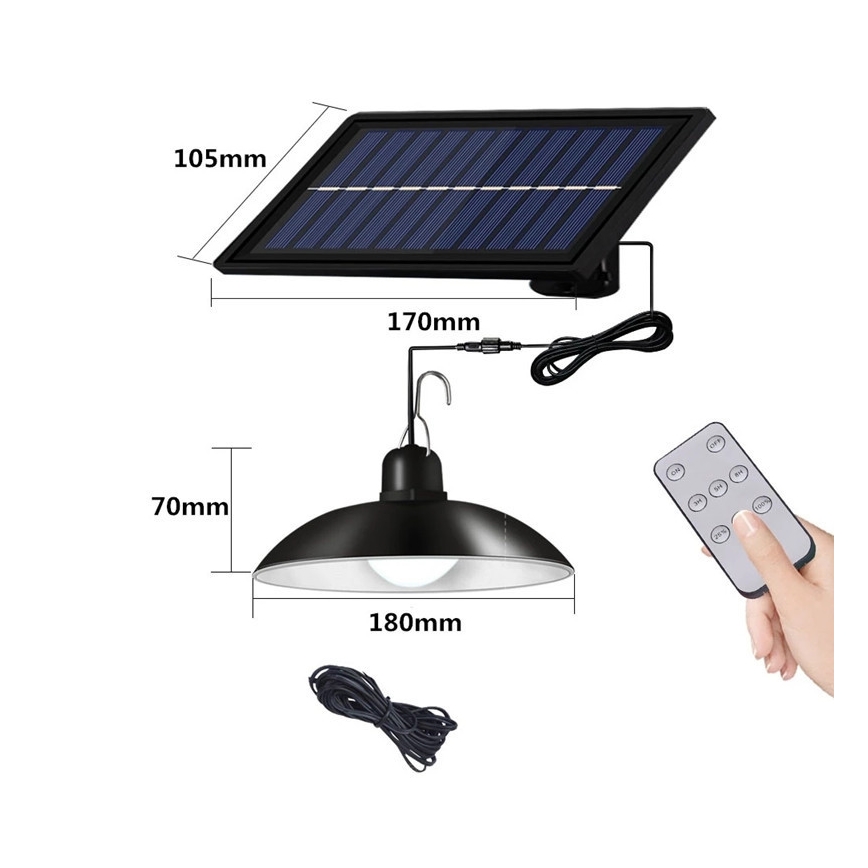 Lámpara solar regulable en cadena LED/1,8W/3,7V IP44 6500K 1600 mAh + mando a distancia