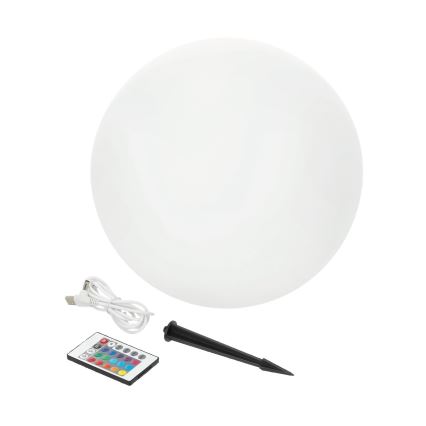 Lámpara solar regulable LED RGB GARDEN BALL LED/5W/3,7V 3000K IP54 d. 40 cm + mando a distancia