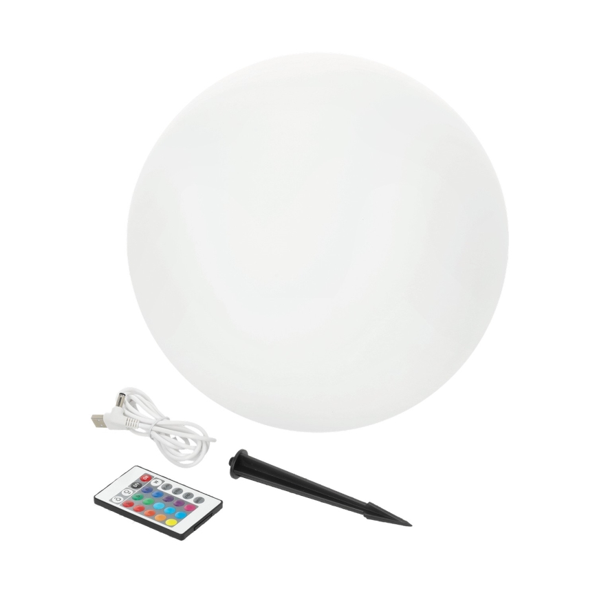 Lámpara solar regulable LED RGB GARDEN BALL LED/5W/3,7V 3000K IP54 d. 40 cm + mando a distancia