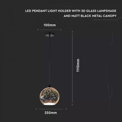 Lámpara suspendida con alambre 3D 1xE27/60W/230V