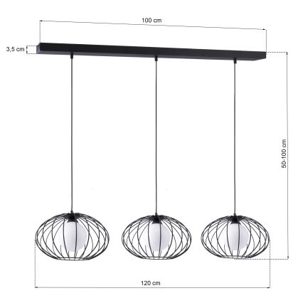 Lámpara suspendida con alambre KRONOS 3xE14/40W/230V