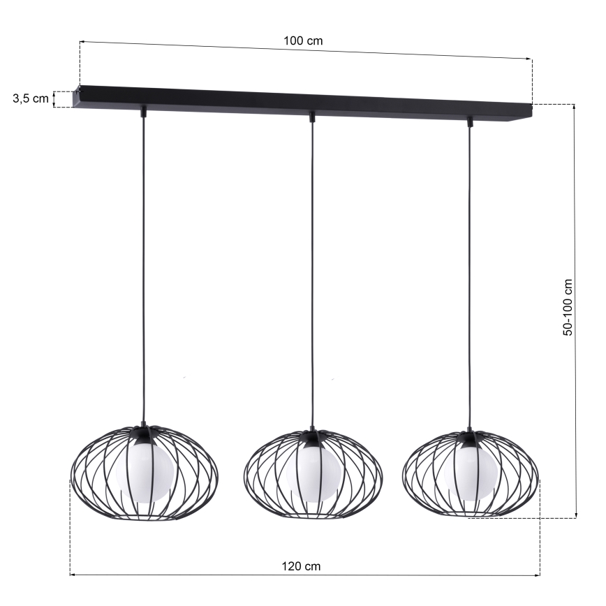 Lámpara suspendida con alambre KRONOS 3xE14/40W/230V