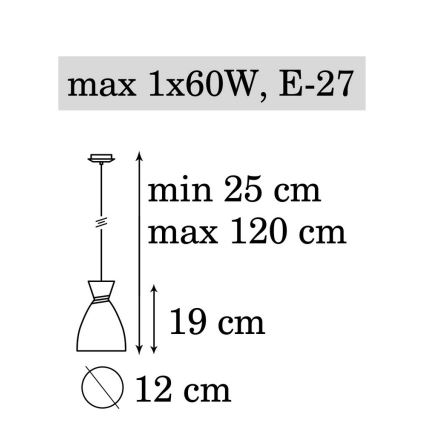 Lámpara suspendida con alambre NAOMI 1xE27/60W/230V