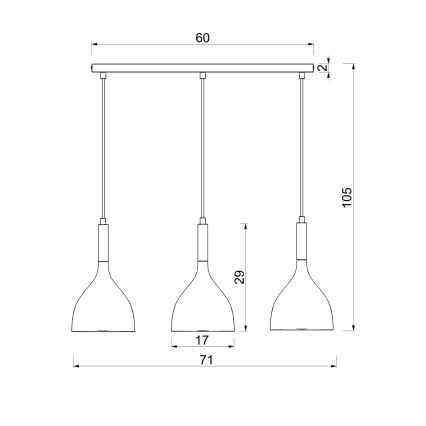 Lámpara suspendida con alambre NOAK WOOD 3xE27/60W/230V