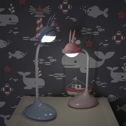 Lámpara táctil infantil LED RABBIT LED/0,4W/5V 3000/6500K azul + USB