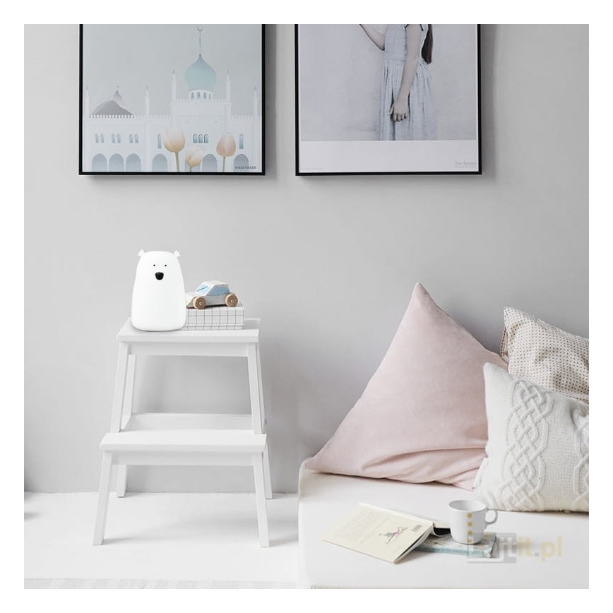 Lámpara táctil Infantil LED RGB BEAR LED/0,8W/5V blanco + USB