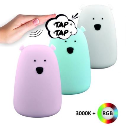 Lámpara táctil Infantil LED RGB BEAR LED/0,8W/5V blanco + USB