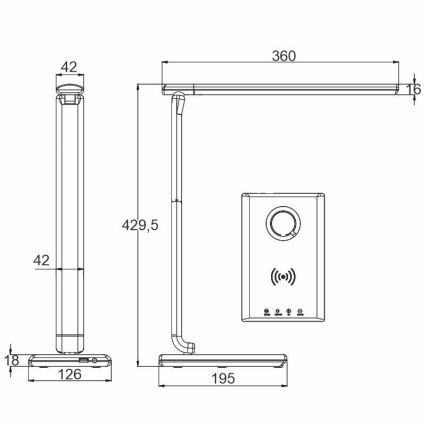 Lámpara de mesa LED regulable con cargador inalámbrico MEGGIE LED/8W/230V + USB