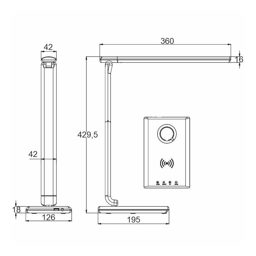 Lámpara de mesa LED regulable con cargador inalámbrico MEGGIE LED/8W/230V + USB