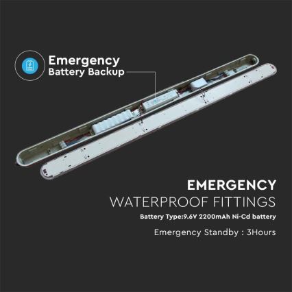 LED Lámpara fluorescente de gran potencia con módulo de emergencia EMERGENCY LED/48W/230V 4000K 150cm IP65
