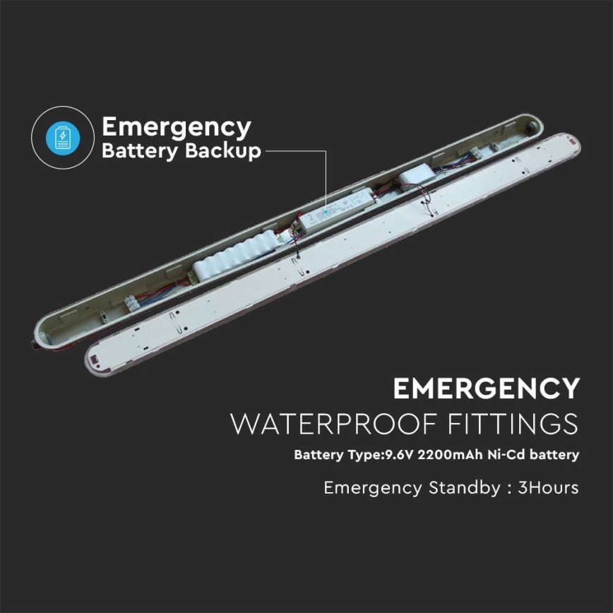 LED Lámpara fluorescente de gran potencia con módulo de emergencia EMERGENCY LED/48W/230V 4000K 150cm IP65