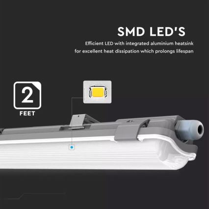 Lámpara técnica LED fluorescente T8 1xG13/18W/230V 4000K 120cm IP65