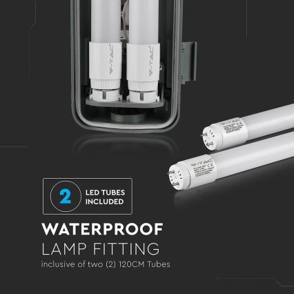 Lámpara técnica LED fluorescente T8 2xG13/22W/230V IP65 6400K 156 cm