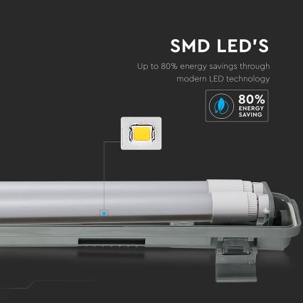 Lámpara técnica LED fluorescente T8 2xG13/22W/230V IP65 6400K 156 cm