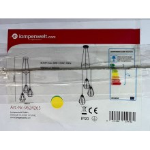Lampenwelt - Lámpara de araña con cable ELDA 3xE27/60W/230V