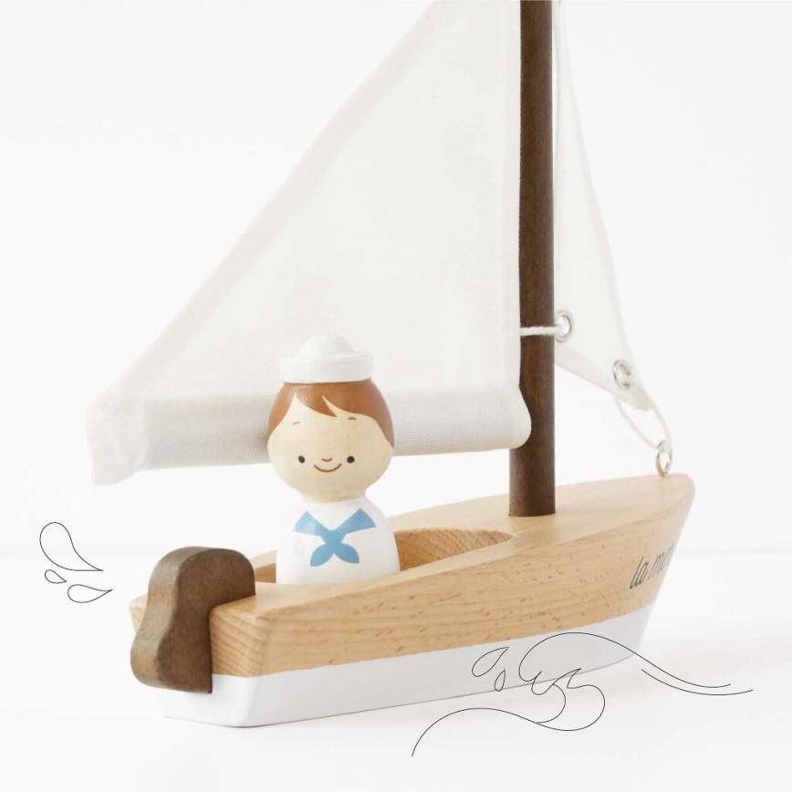Le Toy Van - Velero de madera con capitán haya