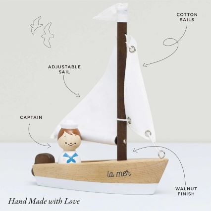 Le Toy Van - Velero de madera con capitán haya