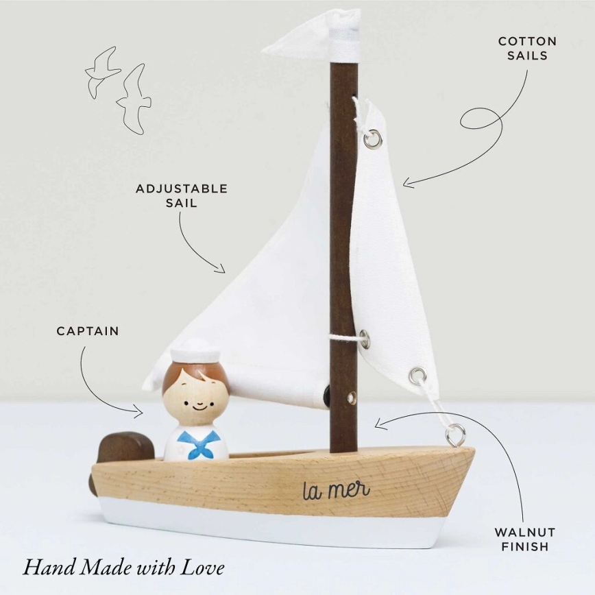 Le Toy Van - Velero de madera con capitán haya