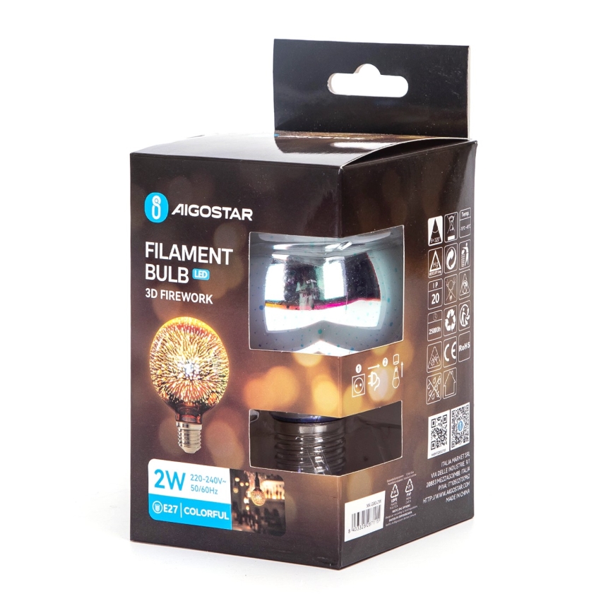 LED 3D Bombilla decorativa E27/2W/230V - Aigostar