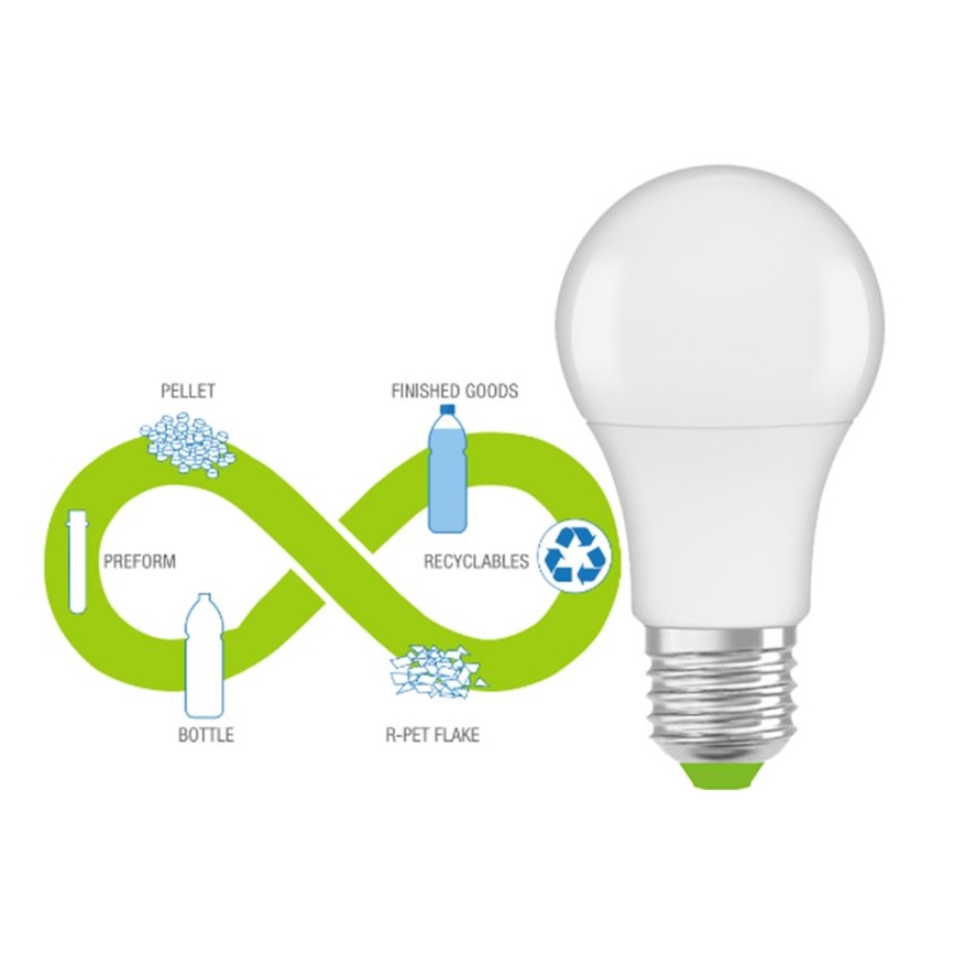 LED Bombilla hecha de plástico reciclado A60 E27/8,5W/230V 4000K - Ledvance