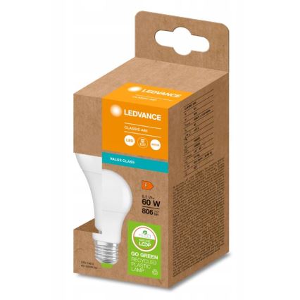 LED Bombilla hecha de plástico reciclado A60 E27/8,5W/230V 4000K - Ledvance