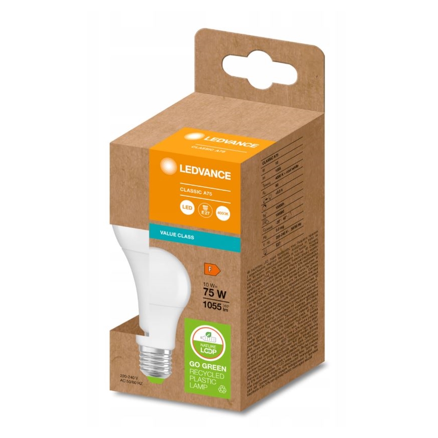 LED Bombilla hecha de plástico reciclado E27/10W/230V 4000K - Ledvance
