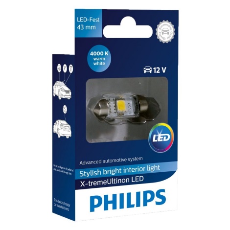 LED Bombilla para coche Philips X-TREME VISION 129454000KX1 C5W SV8,5/1W/12V 4000K