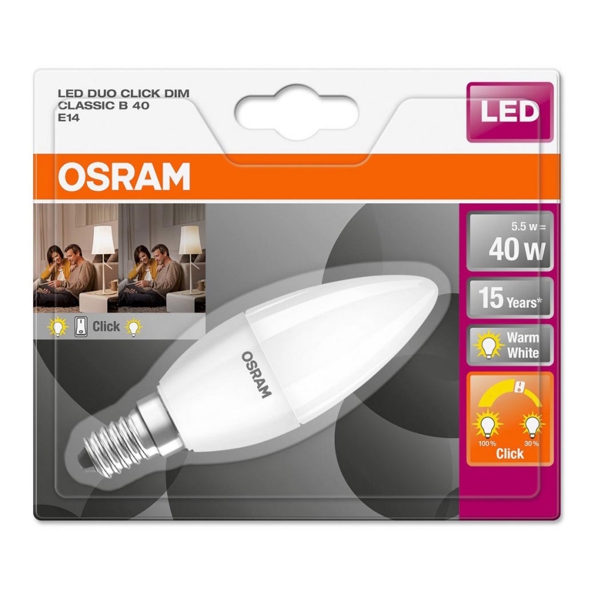 LED Bombilla regulable DUO CLICK E14/5,5W/230V 2700K - Osram