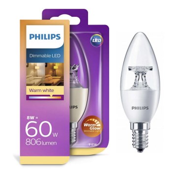 LED Bombilla regulable Philips Warm Glow E14/8W/230V 2200-2700K