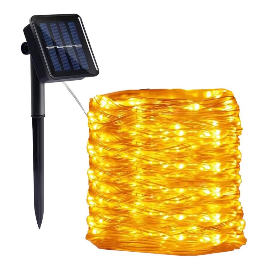 LED - Cadena solar 300xLED/0,12W/1,2V 1xAA 27 m IP44 3000K 800 mAh