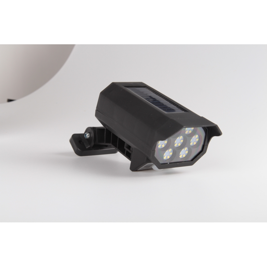 LED Cámara de video vigilancia falsa con sensor y con panel sol. LED/5W/5,5V 800 mAh IP65 + control remoto