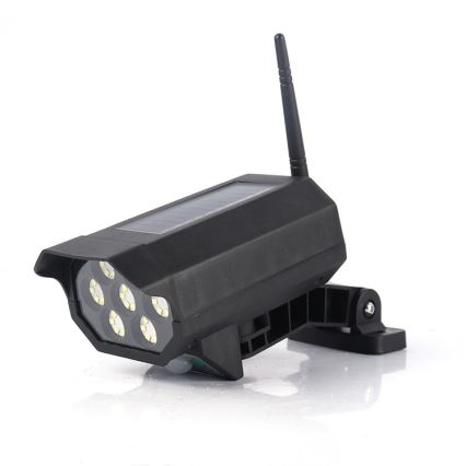 LED Cámara de video vigilancia falsa con sensor y con panel sol. LED/5W/5,5V 800 mAh IP65 + control remoto