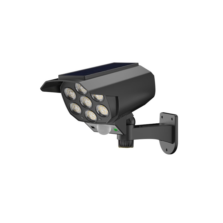 LED Cámara de video vigilancia falsa con sensor y con panel sol. LED/5W/5,5V 800 mAh IP65 + control remoto