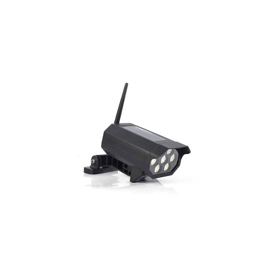 LED Cámara de video vigilancia falsa con sensor y con panel sol. LED/5W/5,5V 800 mAh IP65 + control remoto