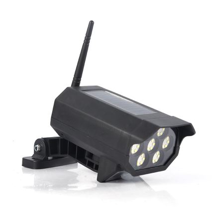 LED Cámara de video vigilancia falsa con sensor y con panel sol. LED/5W/5,5V 800 mAh IP65 + control remoto