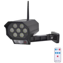 LED Cámara de video vigilancia falsa con sensor y con un panel solar LED/5W/5,5V IP65 + control remoto