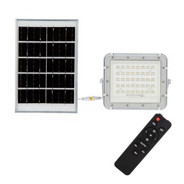 LED de exterior Regulable solar reflectora LED/10W/3,2V IP65 6400K blanco + control remoto