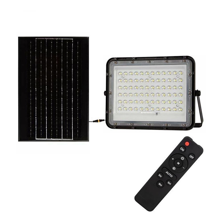 LED de exterior Regulable solar reflectora LED/15W/3,2V IP65 6400K negro + control remoto