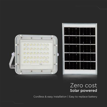 LED de exterior Regulable solar reflectora LED/10W/3,2V IP65 4000K blanco + control remoto