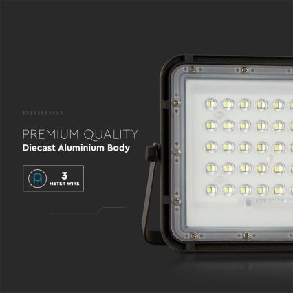 LED de exterior Regulable solar reflectora LED/10W/3,2V IP65 6400K negro + control remoto