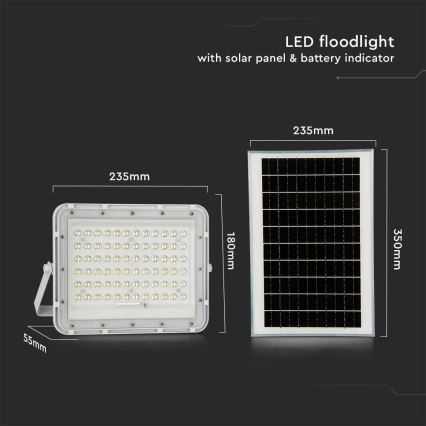 LED de exterior Regulable solar reflectora LED/15W/3,2V IP65 4000K blanco + control remoto