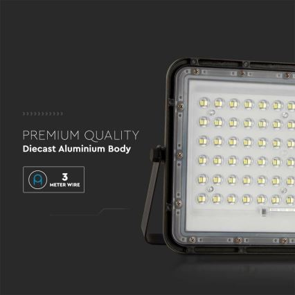 LED de exterior Regulable solar reflectora LED/15W/3,2V IP65 6400K negro + control remoto