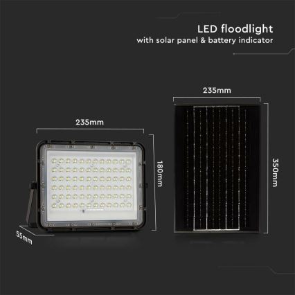 LED de exterior Regulable solar reflectora LED/15W/3,2V IP65 6400K negro + control remoto