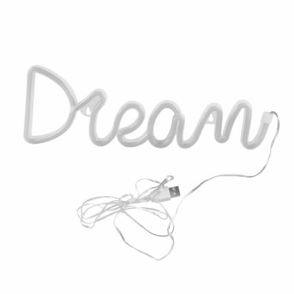 LED Decoración de pared de neón DREAM LED/3W/3xAA USB azul