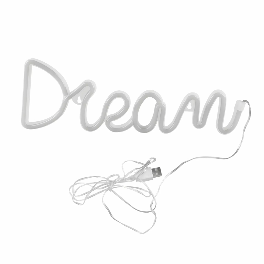 LED Decoración de pared de neón DREAM LED/3W/3xAA USB azul