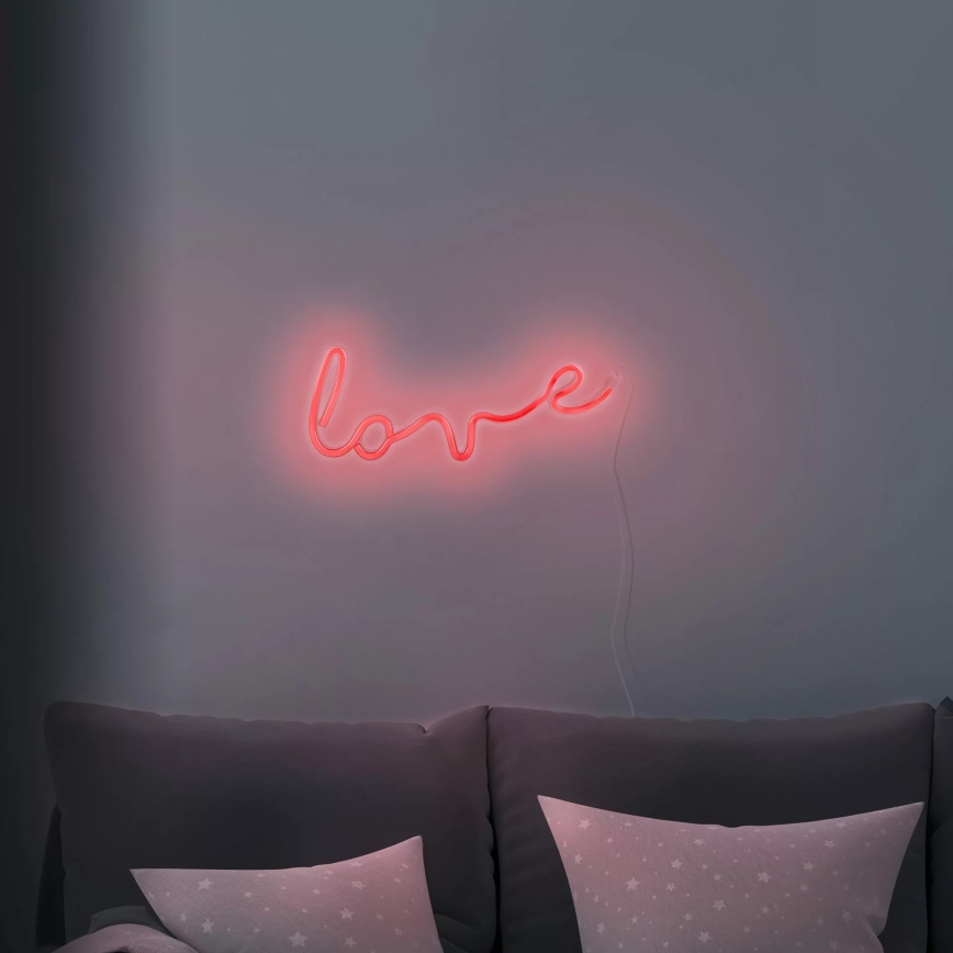 LED Decoración de pared de neón LOVE LED/3W/3xAA USB rojo