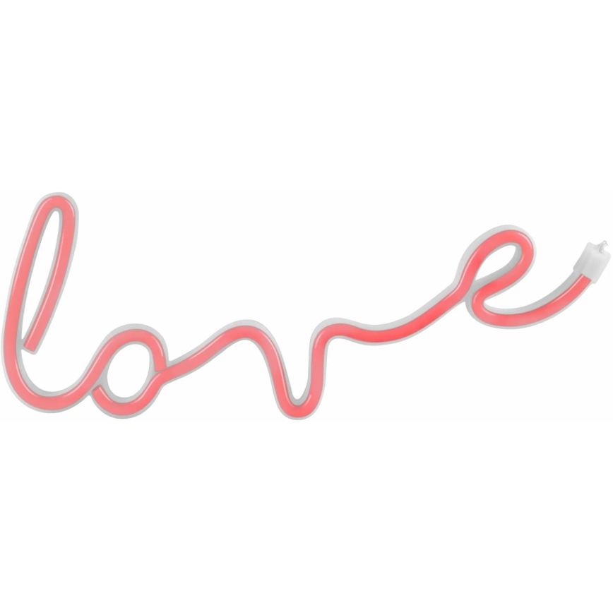 LED Decoración de pared de neón LOVE LED/3W/3xAA USB rojo